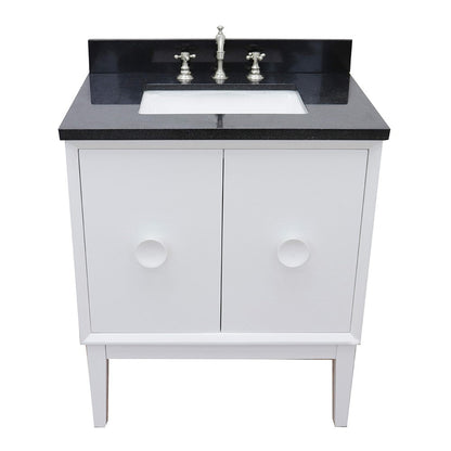 Bellaterra Home Stora 31" 2-Door 1-Drawer White Freestanding Vanity Set With Ceramic Undermount Rectangular and Black Galaxy Top