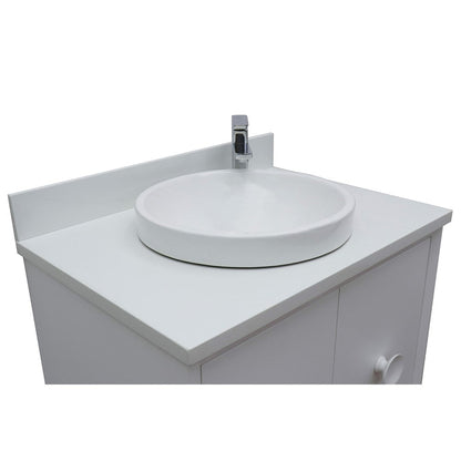 Bellaterra Home Stora 31" 2-Door 1-Drawer White Freestanding Vanity Set With Ceramic Vessel Sink and White Quartz Top