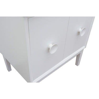 Bellaterra Home Stora 31" 2-Door 1-Drawer White Freestanding Vanity Set With Ceramic Vessel Sink and White Quartz Top