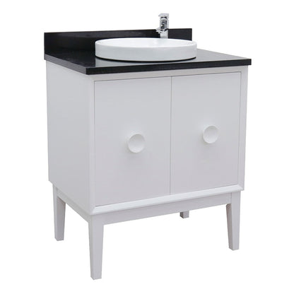 Bellaterra Home Stora 31" 2-Door 1-Drawer White Freestanding Vanity Set With Ceramic Vessel and Black Galaxy Top