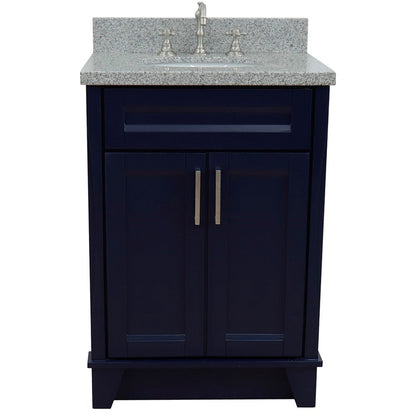 Bellaterra Home Terni 25" 2-Door 1-Drawer Blue Freestanding Vanity Set With Ceramic Undermount Oval Sink and Gray Granite Top