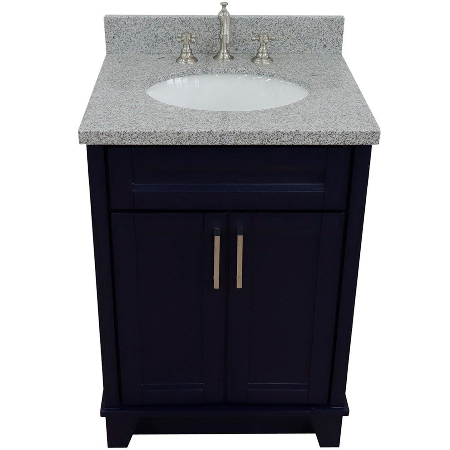 Bellaterra Home Terni 25" 2-Door 1-Drawer Blue Freestanding Vanity Set With Ceramic Undermount Oval Sink and Gray Granite Top