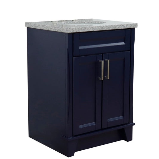 Bellaterra Home Terni 25" 2-Door 1-Drawer Blue Freestanding Vanity Set With Ceramic Undermount Oval Sink and Gray Granite Top