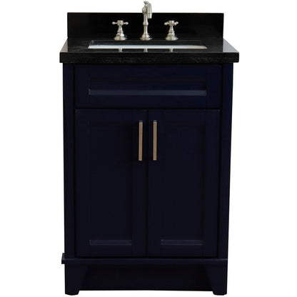 Bellaterra Home Terni 25" 2-Door 1-Drawer Blue Freestanding Vanity Set With Ceramic Undermount Rectangular Sink and Black Galaxy Granite Top