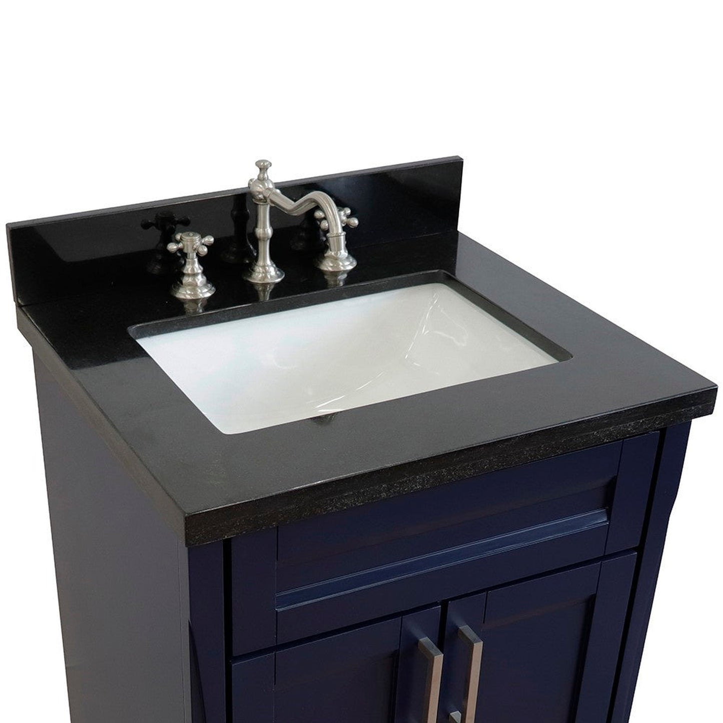 Bellaterra Home Terni 25" 2-Door 1-Drawer Blue Freestanding Vanity Set With Ceramic Undermount Rectangular Sink and Black Galaxy Granite Top