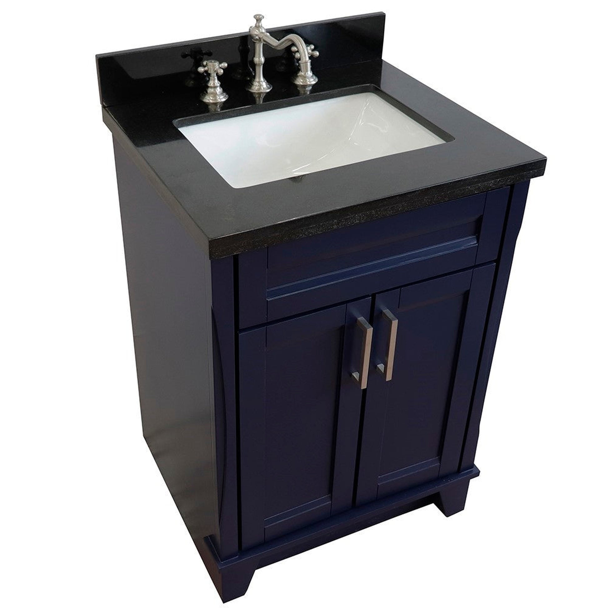 Bellaterra Home Terni 25" 2-Door 1-Drawer Blue Freestanding Vanity Set With Ceramic Undermount Rectangular Sink and Black Galaxy Granite Top