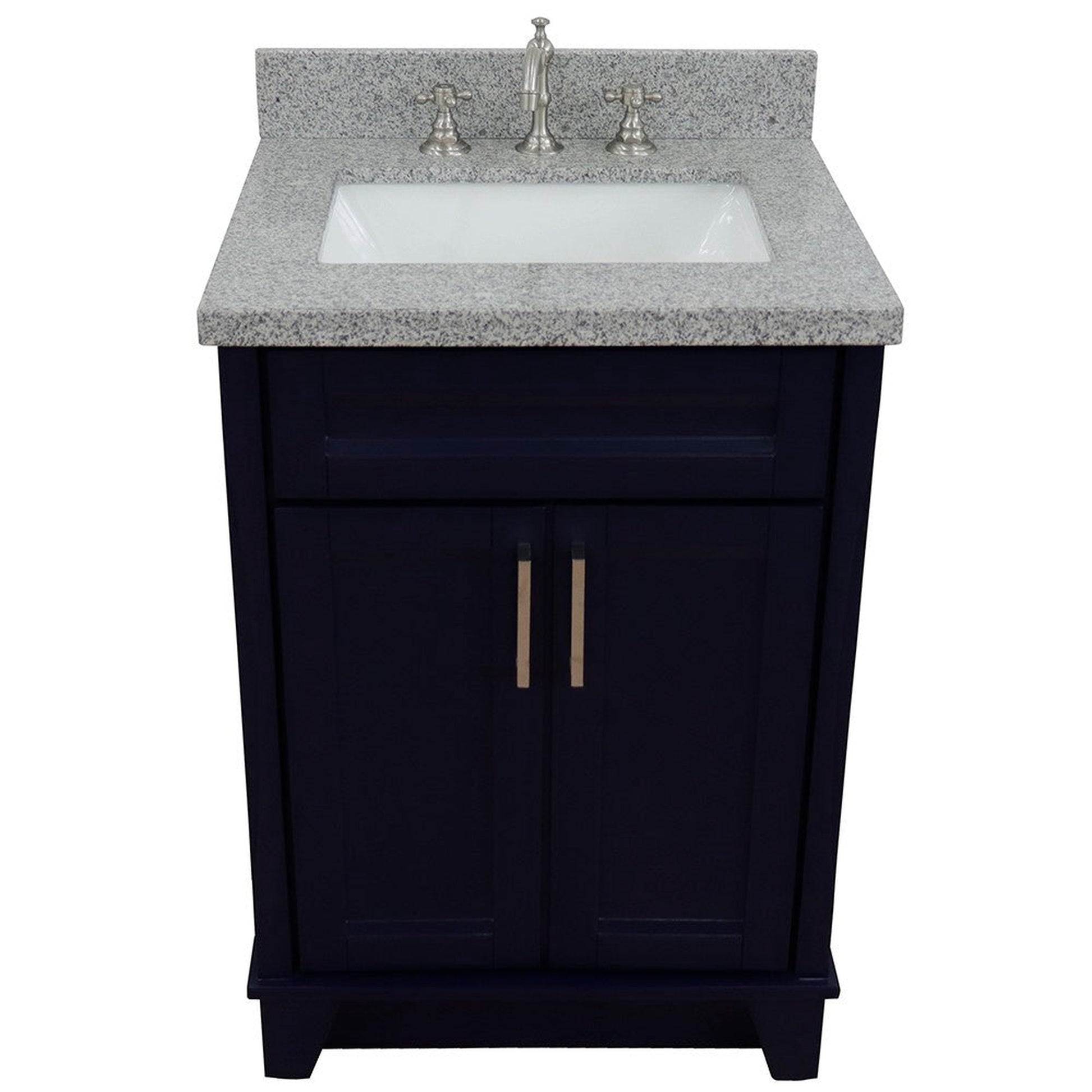 Bellaterra Home Terni 25" 2-Door 1-Drawer Blue Freestanding Vanity Set With Ceramic Undermount Rectangular Sink and Gray Granite Top