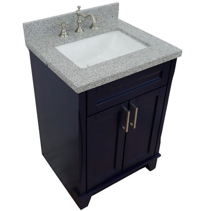 Bellaterra Home Terni 25" 2-Door 1-Drawer Blue Freestanding Vanity Set With Ceramic Undermount Rectangular Sink and Gray Granite Top