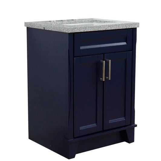 Bellaterra Home Terni 25" 2-Door 1-Drawer Blue Freestanding Vanity Set With Ceramic Undermount Rectangular Sink and Gray Granite Top