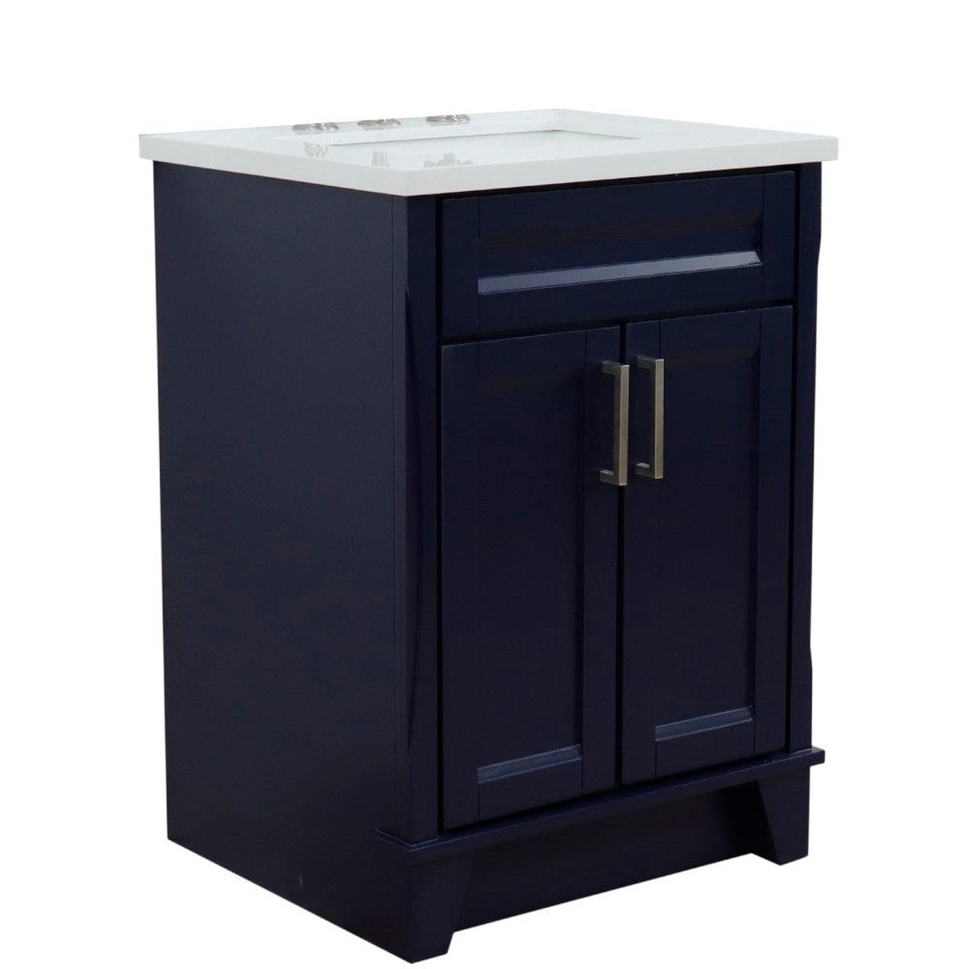 Bellaterra Home Terni 25" 2-Door 1-Drawer Blue Freestanding Vanity Set With Ceramic Undermount Rectangular Sink and White Quartz Top