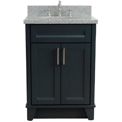Bellaterra Home Terni 25" 2-Door 1-Drawer Dark Gray Freestanding Vanity Set With Ceramic Undermount Oval Sink and Gray Granite Top
