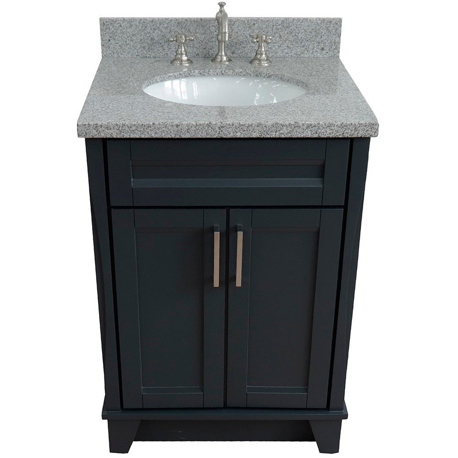 Bellaterra Home Terni 25" 2-Door 1-Drawer Dark Gray Freestanding Vanity Set With Ceramic Undermount Oval Sink and Gray Granite Top