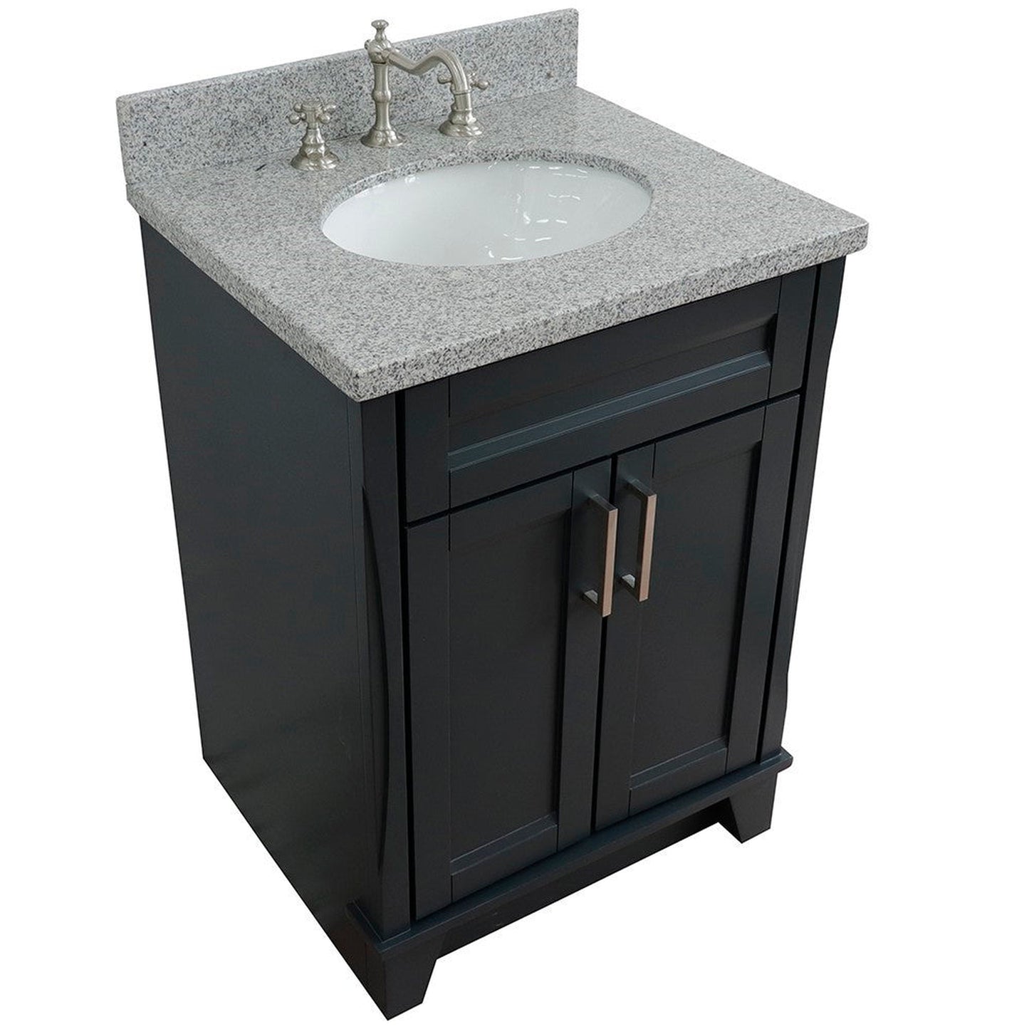 Bellaterra Home Terni 25" 2-Door 1-Drawer Dark Gray Freestanding Vanity Set With Ceramic Undermount Oval Sink and Gray Granite Top