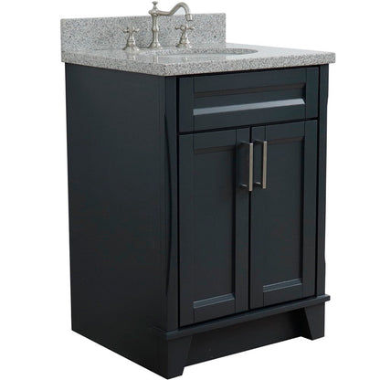 Bellaterra Home Terni 25" 2-Door 1-Drawer Dark Gray Freestanding Vanity Set With Ceramic Undermount Oval Sink and Gray Granite Top