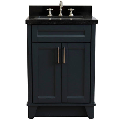 Bellaterra Home Terni 25" 2-Door 1-Drawer Dark Gray Freestanding Vanity Set With Ceramic Undermount Rectangular Sink and Black Galaxy Granite Top