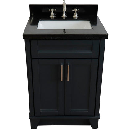 Bellaterra Home Terni 25" 2-Door 1-Drawer Dark Gray Freestanding Vanity Set With Ceramic Undermount Rectangular Sink and Black Galaxy Granite Top