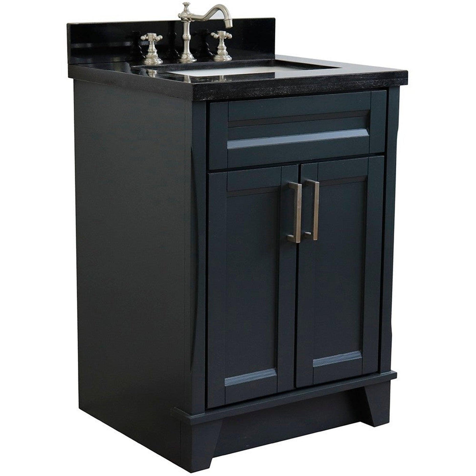 Bellaterra Home Terni 25" 2-Door 1-Drawer Dark Gray Freestanding Vanity Set With Ceramic Undermount Rectangular Sink and Black Galaxy Granite Top