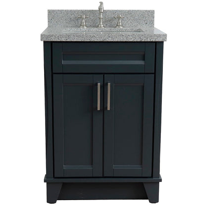 Bellaterra Home Terni 25" 2-Door 1-Drawer Dark Gray Freestanding Vanity Set With Ceramic Undermount Rectangular Sink and Gray Granite Top