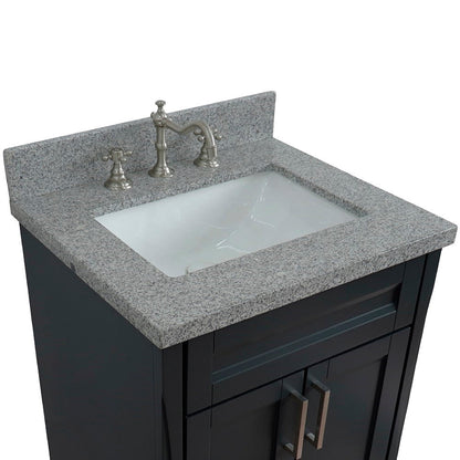 Bellaterra Home Terni 25" 2-Door 1-Drawer Dark Gray Freestanding Vanity Set With Ceramic Undermount Rectangular Sink and Gray Granite Top