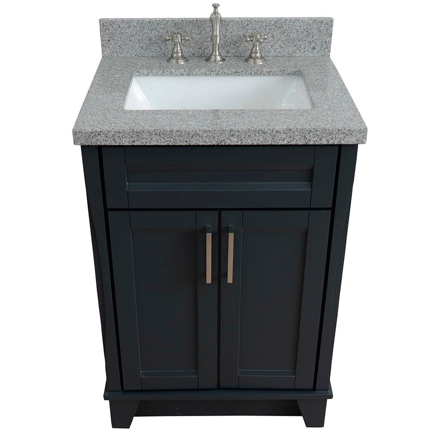 Bellaterra Home Terni 25" 2-Door 1-Drawer Dark Gray Freestanding Vanity Set With Ceramic Undermount Rectangular Sink and Gray Granite Top