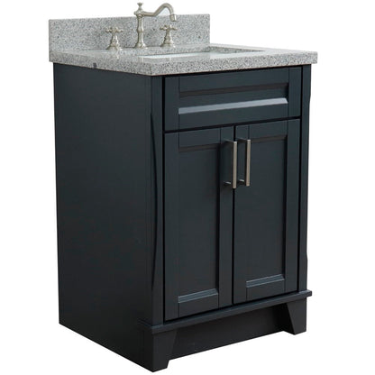 Bellaterra Home Terni 25" 2-Door 1-Drawer Dark Gray Freestanding Vanity Set With Ceramic Undermount Rectangular Sink and Gray Granite Top