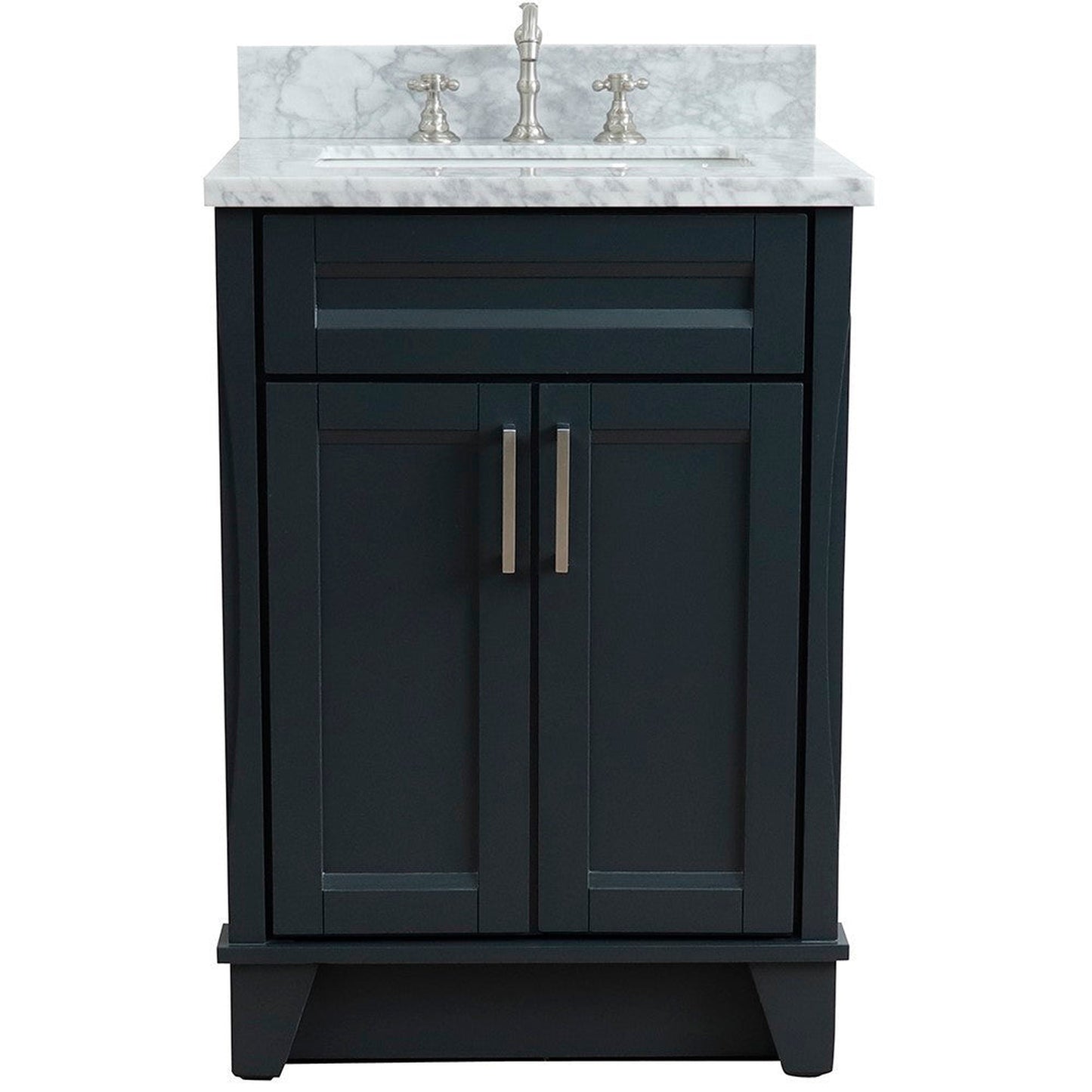 Bellaterra Home Terni 25" 2-Door 1-Drawer Dark Gray Freestanding Vanity Set With Ceramic Undermount Rectangular Sink and White Carrara Marble Top