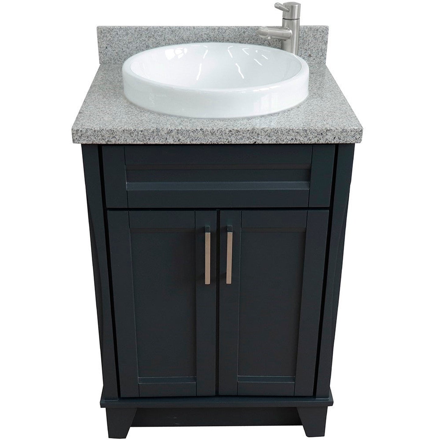 Bellaterra Home Terni 25" 2-Door 1-Drawer Dark Gray Freestanding Vanity Set With Ceramic Vessel Sink and Gray Granite Top