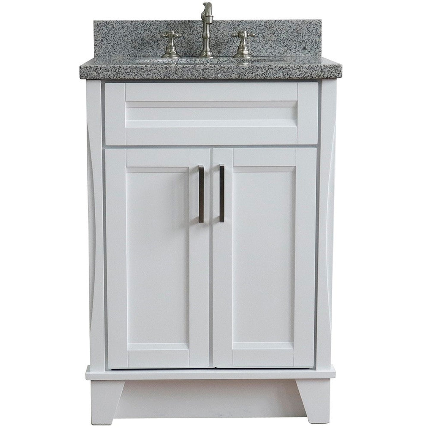 Bellaterra Home Terni 25" 2-Door 1-Drawer White Freestanding Vanity Set With Ceramic Undermount Oval Sink and Gray Granite Top