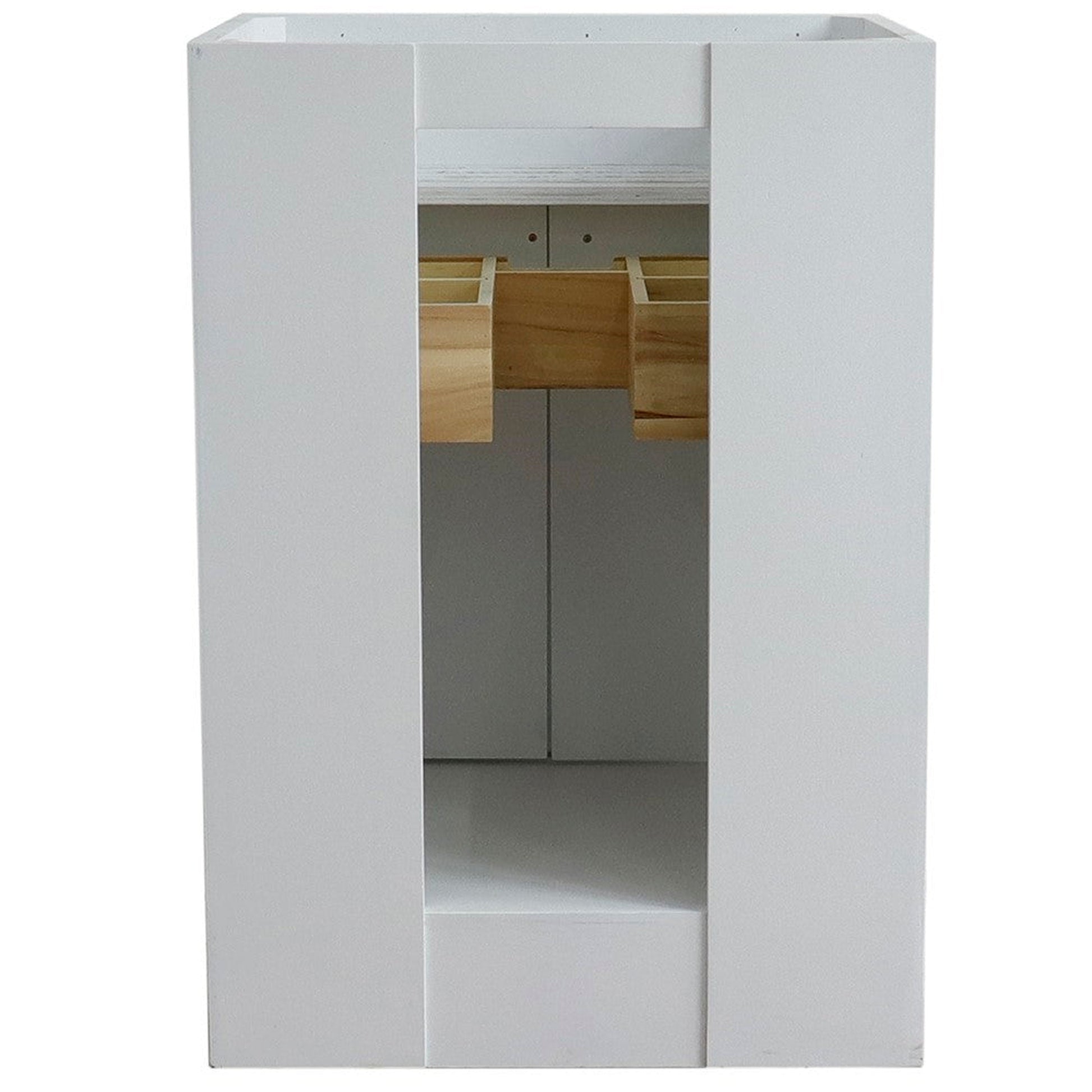 Bellaterra Home Terni 25" 2-Door 1-Drawer White Freestanding Vanity Set With Ceramic Undermount Oval Sink and White Quartz Top