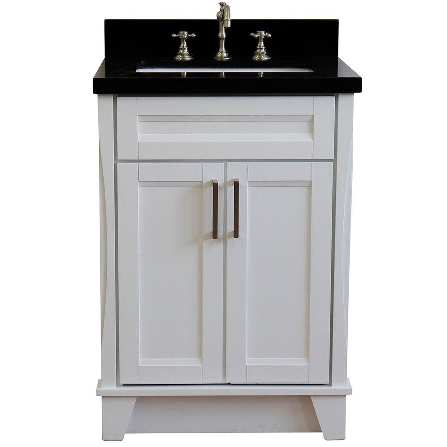 Bellaterra Home Terni 25" 2-Door 1-Drawer White Freestanding Vanity Set With Ceramic Undermount Rectangular Sink and Black Galaxy Granite Top