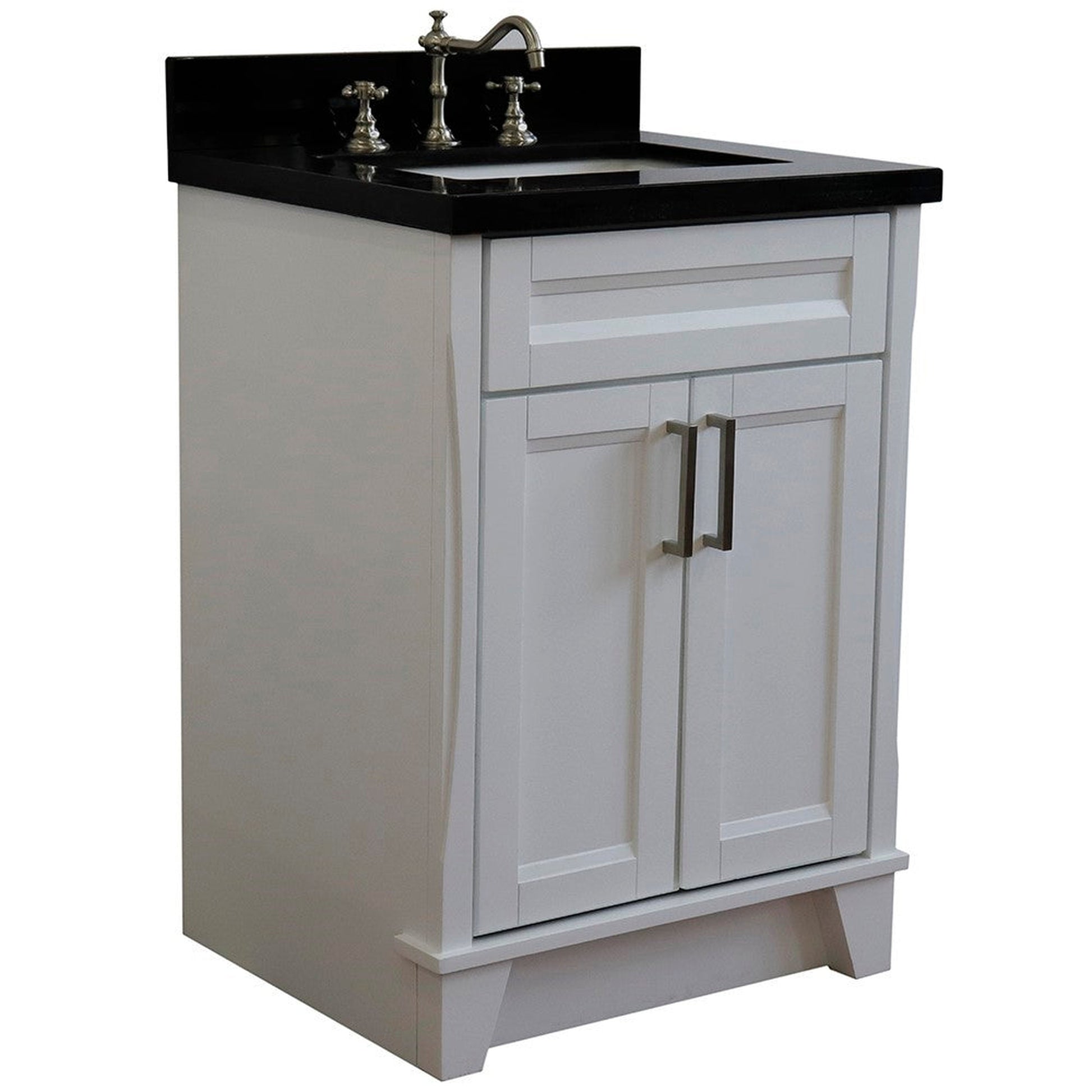 Bellaterra Home Terni 25" 2-Door 1-Drawer White Freestanding Vanity Set With Ceramic Undermount Rectangular Sink and Black Galaxy Granite Top