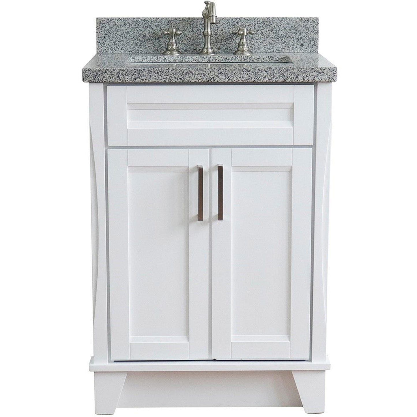 Bellaterra Home Terni 25" 2-Door 1-Drawer White Freestanding Vanity Set With Ceramic Undermount Rectangular Sink and Gray Granite Top