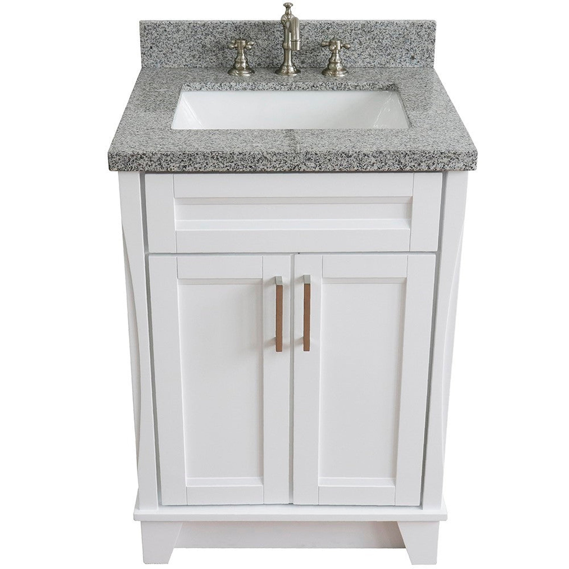 Bellaterra Home Terni 25" 2-Door 1-Drawer White Freestanding Vanity Set With Ceramic Undermount Rectangular Sink and Gray Granite Top