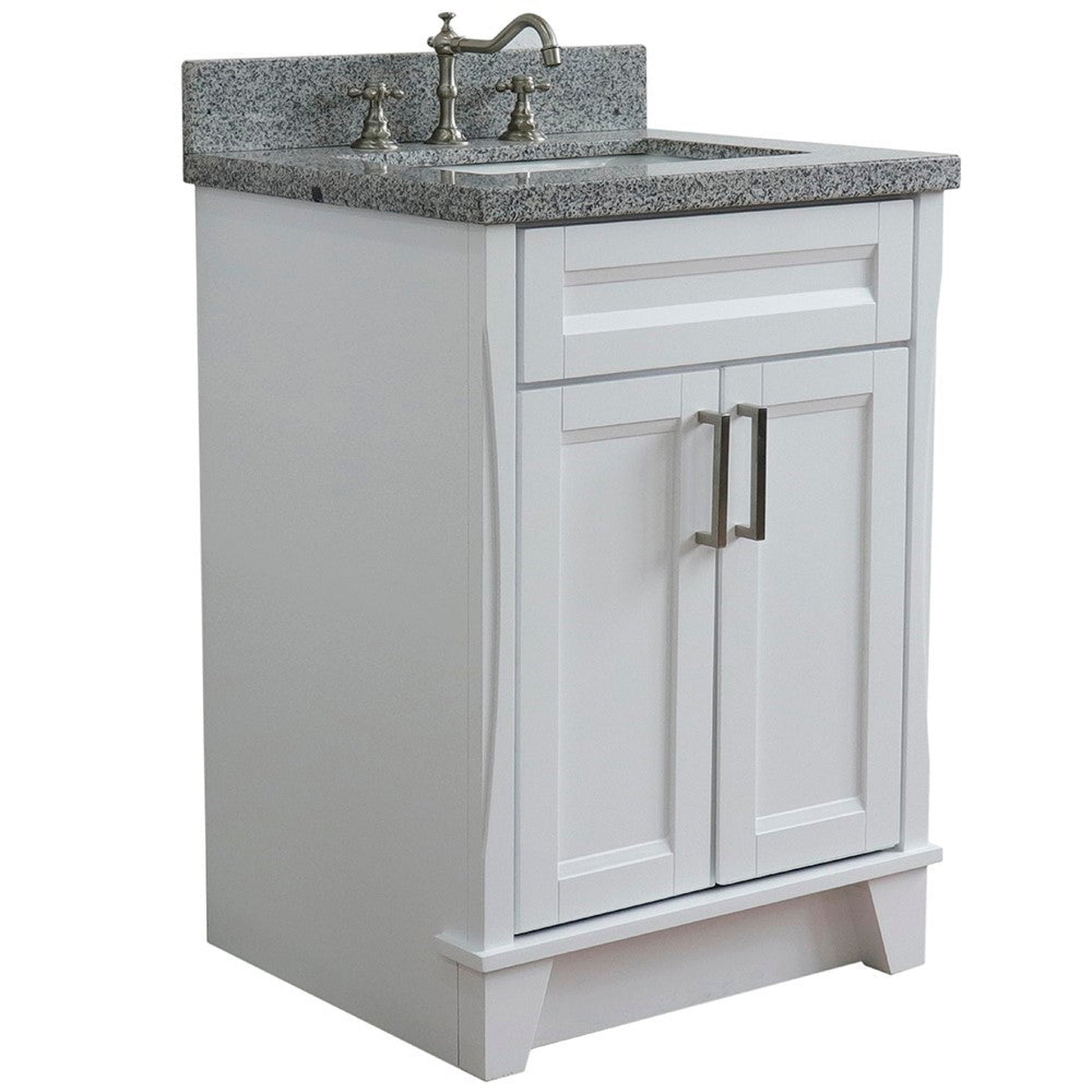 Bellaterra Home Terni 25" 2-Door 1-Drawer White Freestanding Vanity Set With Ceramic Undermount Rectangular Sink and Gray Granite Top