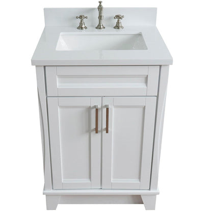 Bellaterra Home Terni 25" 2-Door 1-Drawer White Freestanding Vanity Set With Ceramic Undermount Rectangular Sink and White Quartz Top