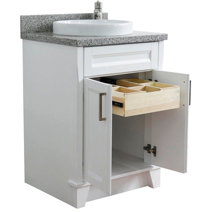 Bellaterra Home Terni 25" 2-Door 1-Drawer White Freestanding Vanity Set With Ceramic Vessel Sink and Gray Granite Top