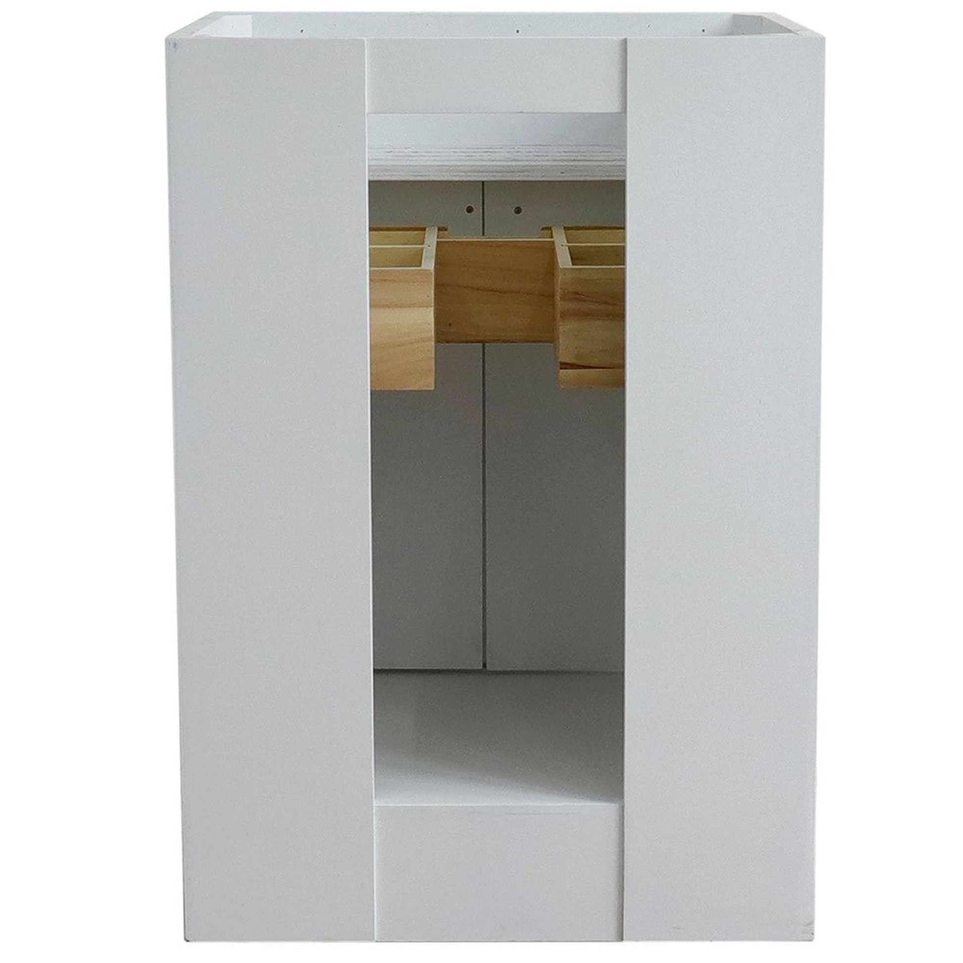 Bellaterra Home Terni 25" 2-Door 1-Drawer White Freestanding Vanity Set With Ceramic Vessel Sink and White Carrara Marble Top