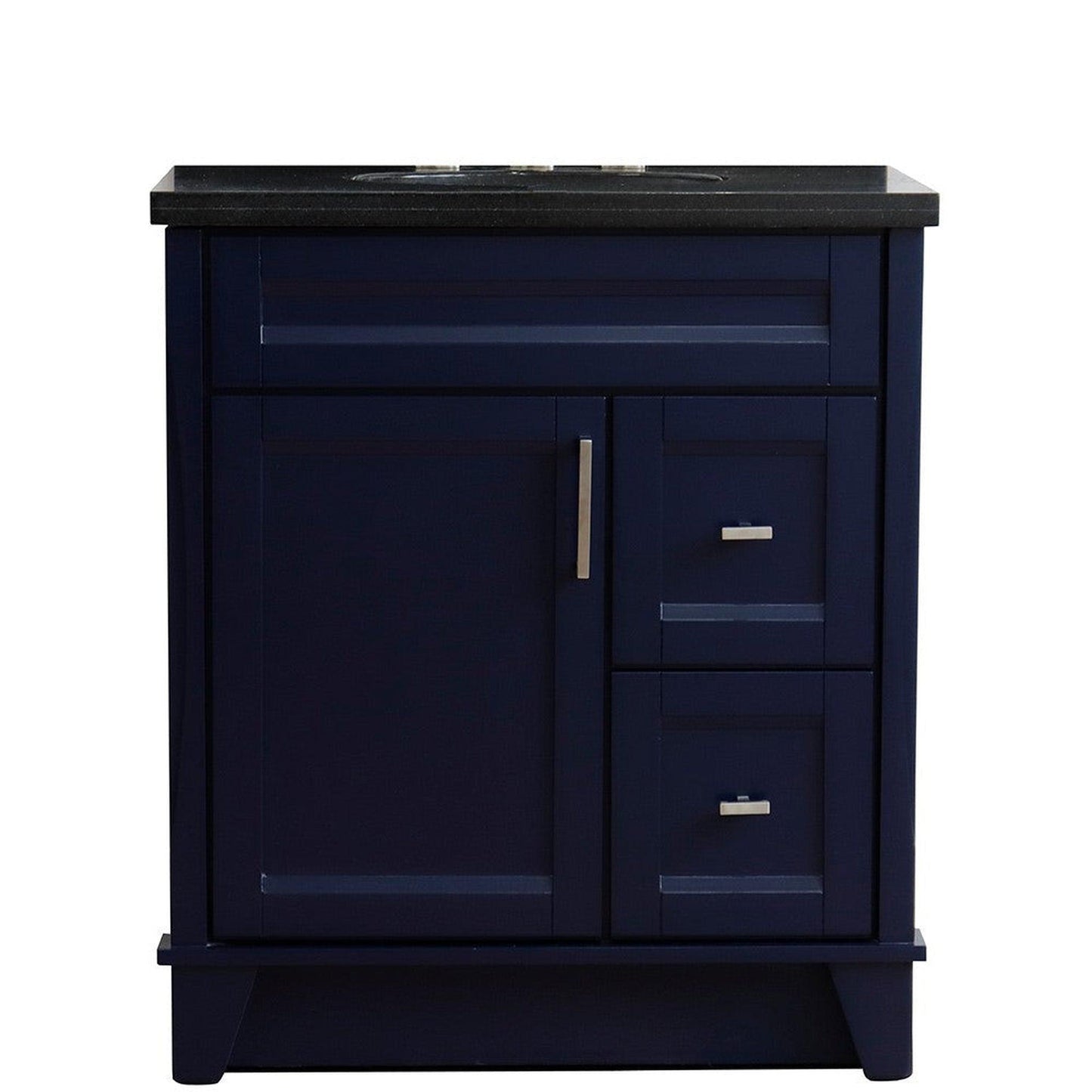 Bellaterra Home Terni 31" 1-Door 2-Drawer Blue Freestanding Vanity Set With Ceramic Undermount Oval Sink and Black Galaxy Granite Top