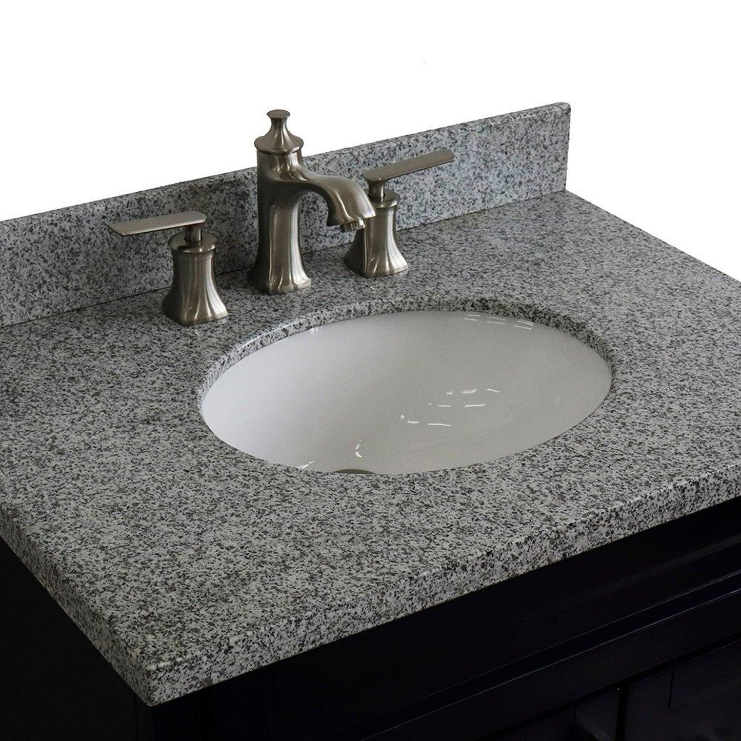 Bellaterra Home Terni 31" 1-Door 2-Drawer Blue Freestanding Vanity Set With Ceramic Undermount Oval Sink and Gray Granite Top