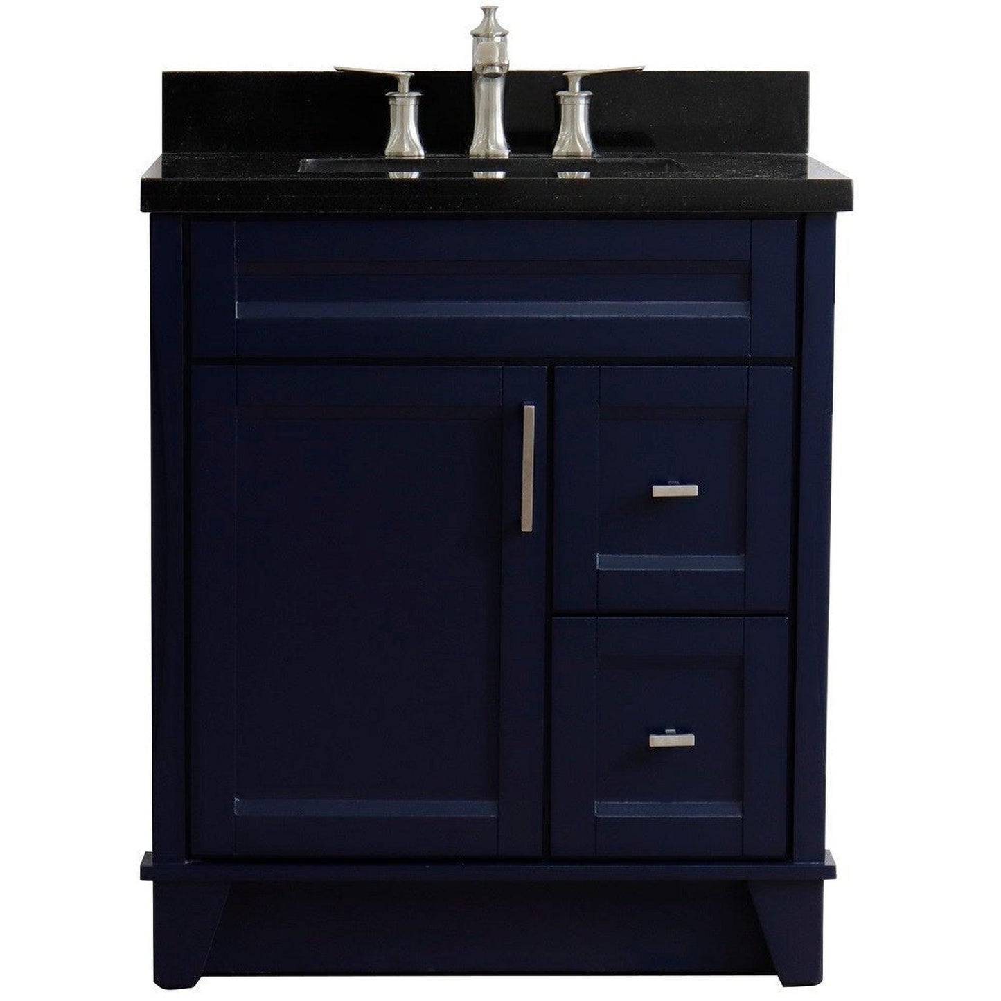 Bellaterra Home Terni 31" 1-Door 2-Drawer Blue Freestanding Vanity Set With Ceramic Undermount Rectangular Sink and Black Galaxy Granite Top