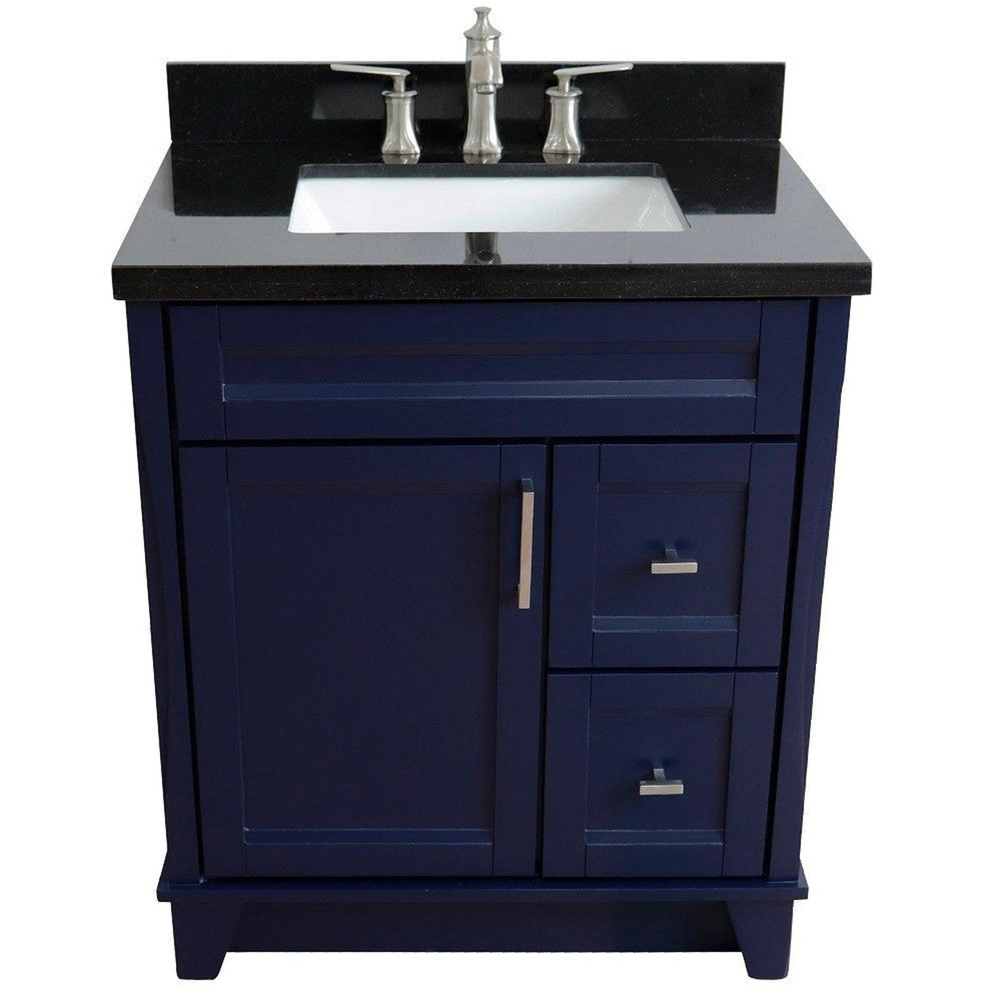 Bellaterra Home Terni 31" 1-Door 2-Drawer Blue Freestanding Vanity Set With Ceramic Undermount Rectangular Sink and Black Galaxy Granite Top