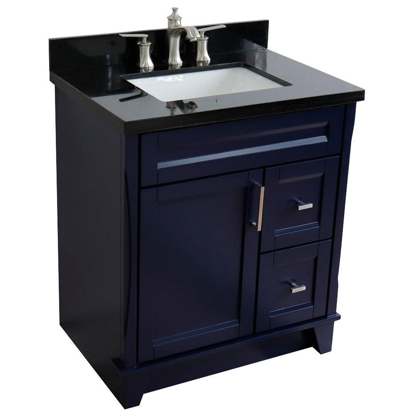 Bellaterra Home Terni 31" 1-Door 2-Drawer Blue Freestanding Vanity Set With Ceramic Undermount Rectangular Sink and Black Galaxy Granite Top