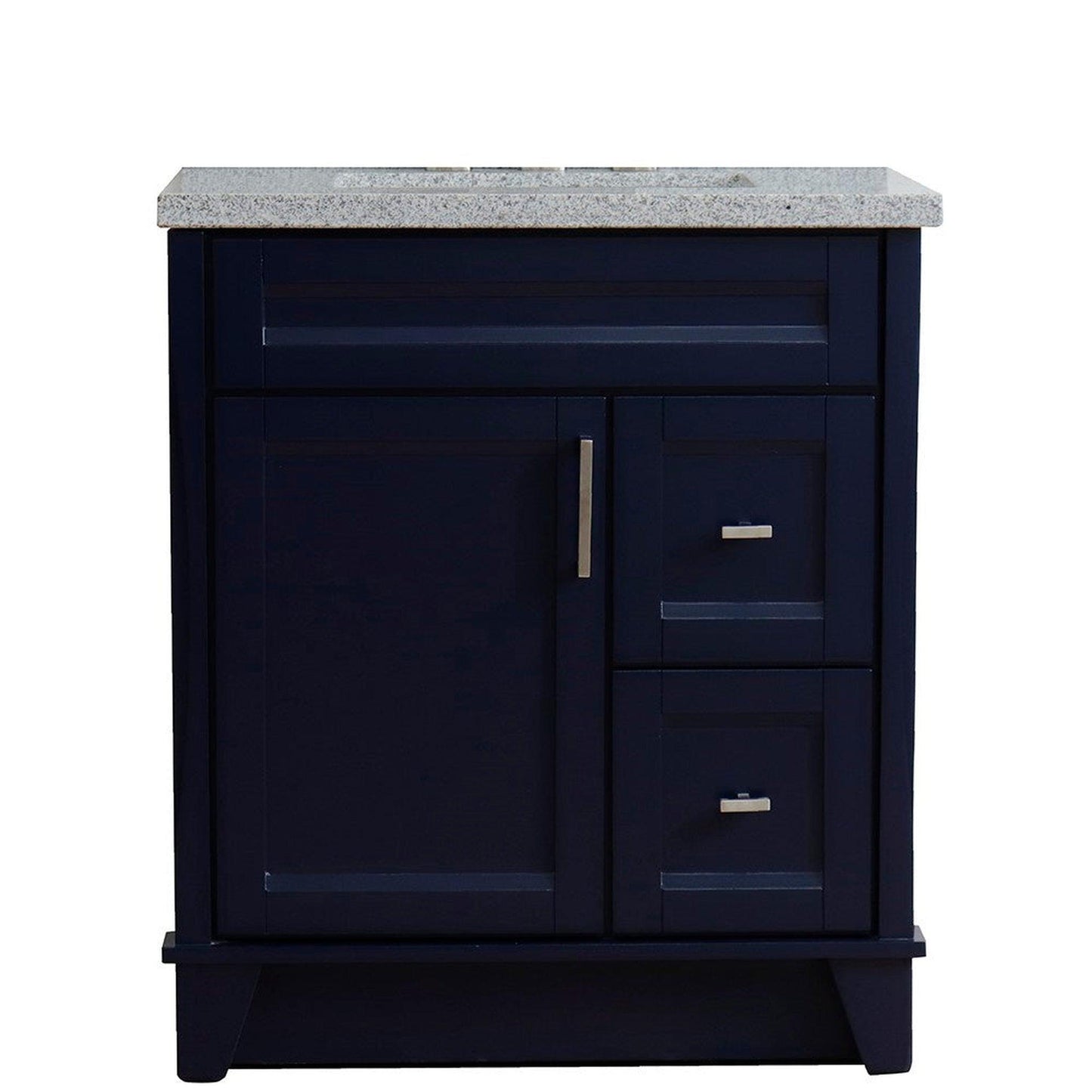 Bellaterra Home Terni 31" 1-Door 2-Drawer Blue Freestanding Vanity Set With Ceramic Undermount Rectangular Sink and Gray Granite Top