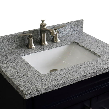 Bellaterra Home Terni 31" 1-Door 2-Drawer Blue Freestanding Vanity Set With Ceramic Undermount Rectangular Sink and Gray Granite Top