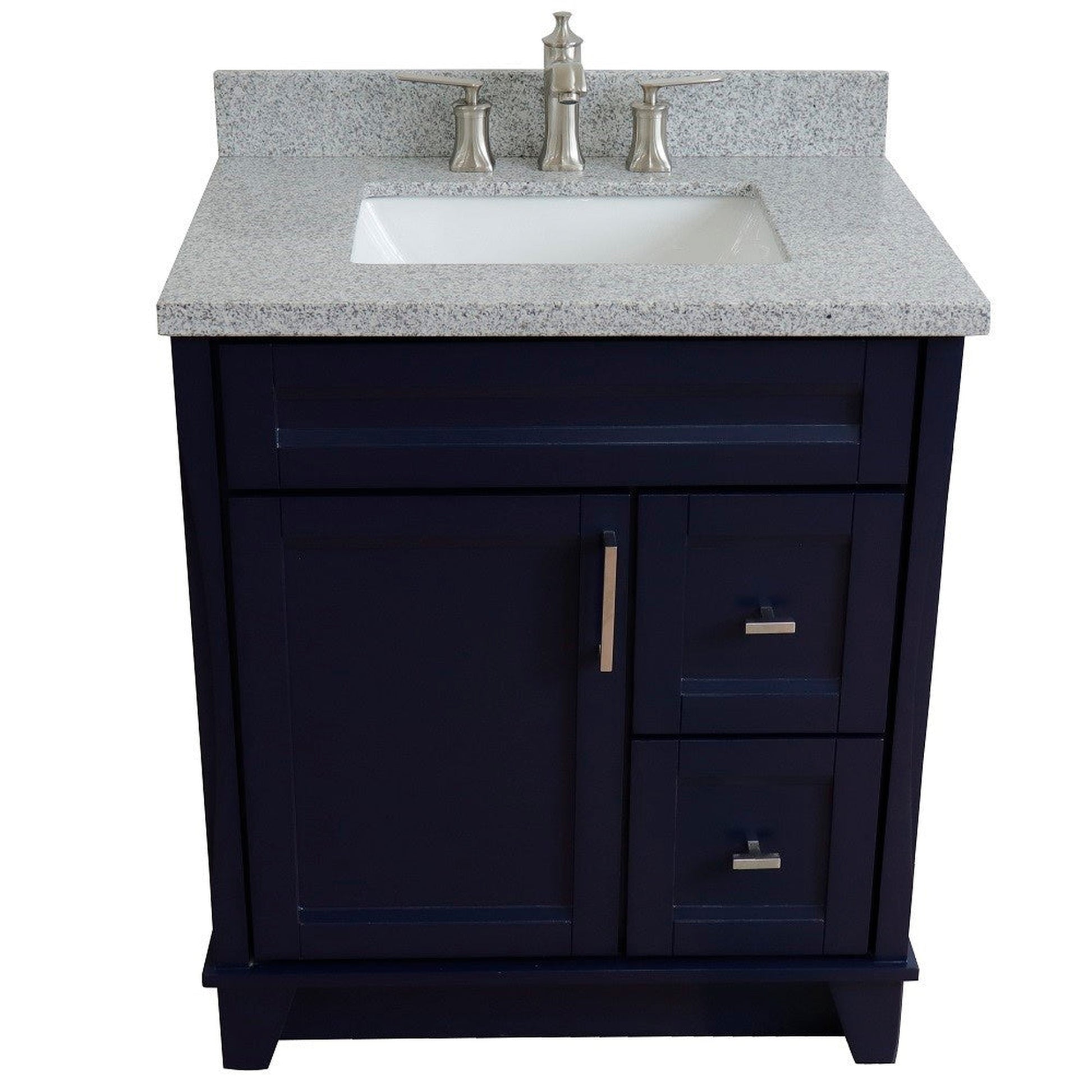 Bellaterra Home Terni 31" 1-Door 2-Drawer Blue Freestanding Vanity Set With Ceramic Undermount Rectangular Sink and Gray Granite Top