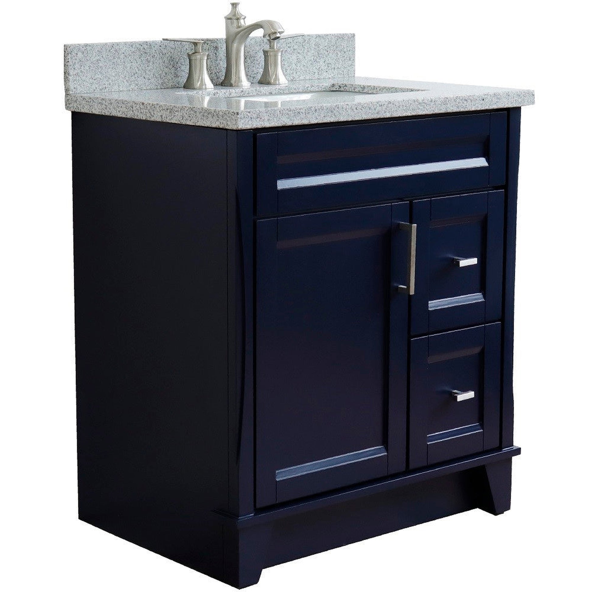 Bellaterra Home Terni 31" 1-Door 2-Drawer Blue Freestanding Vanity Set With Ceramic Undermount Rectangular Sink and Gray Granite Top