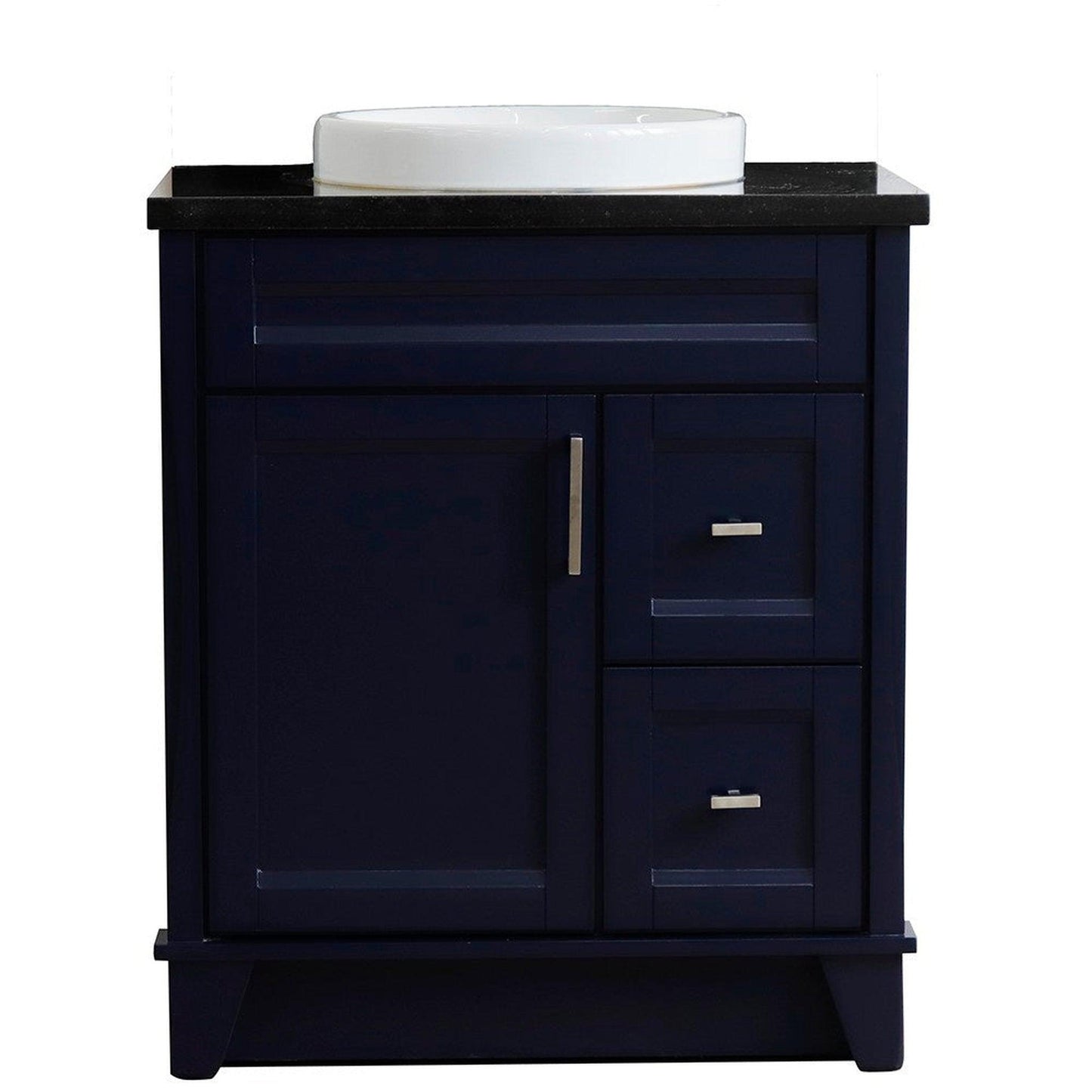 Bellaterra Home Terni 31" 1-Door 2-Drawer Blue Freestanding Vanity Set With Ceramic Vessel Sink and Black Galaxy Granite Top