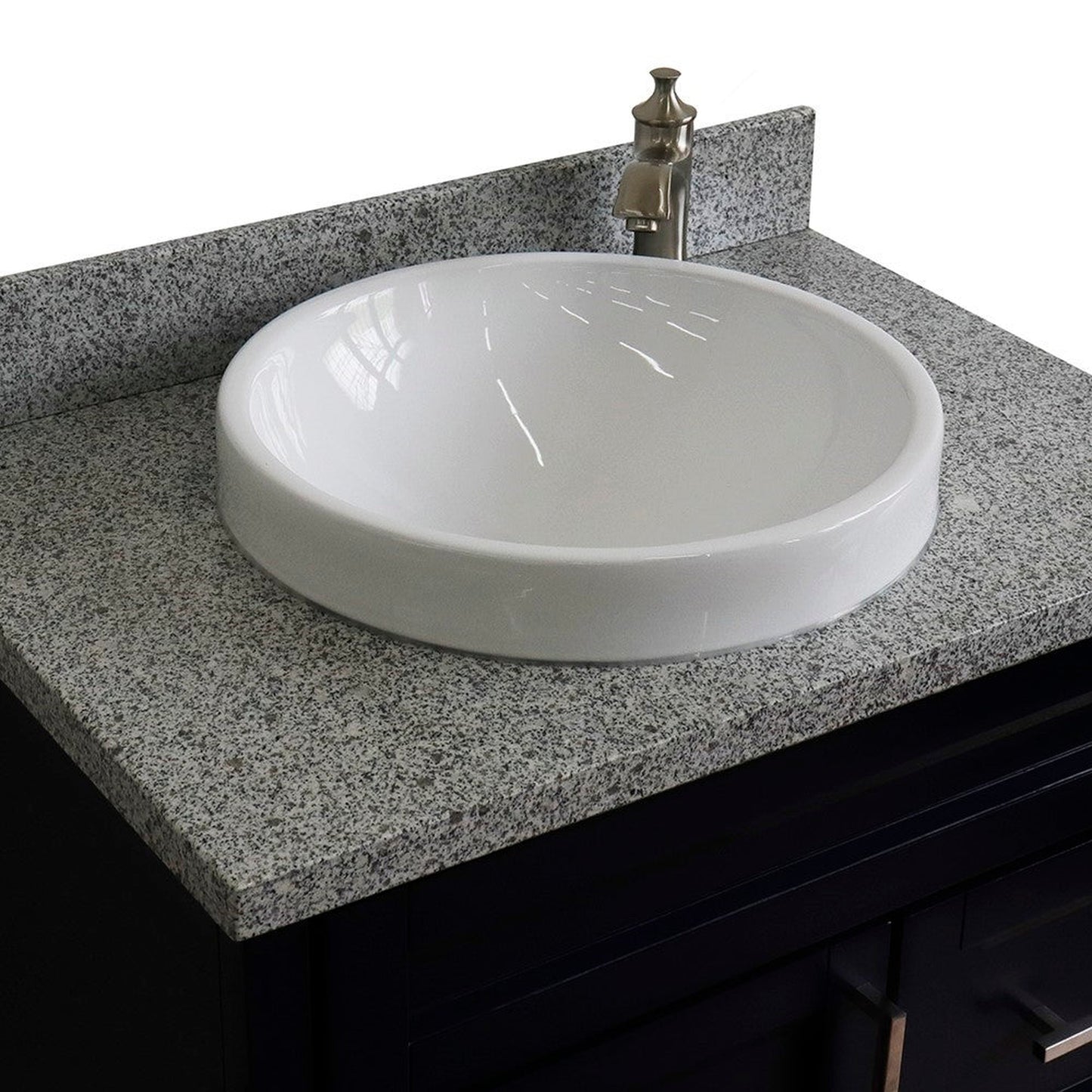 Bellaterra Home Terni 31" 1-Door 2-Drawer Blue Freestanding Vanity Set With Ceramic Vessel Sink and Gray Granite Top