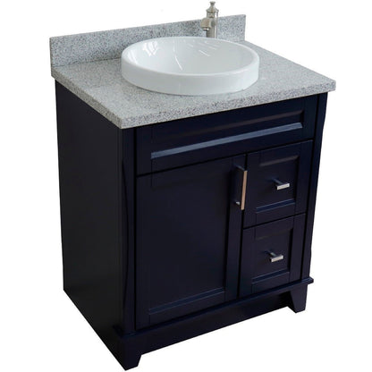 Bellaterra Home Terni 31" 1-Door 2-Drawer Blue Freestanding Vanity Set With Ceramic Vessel Sink and Gray Granite Top