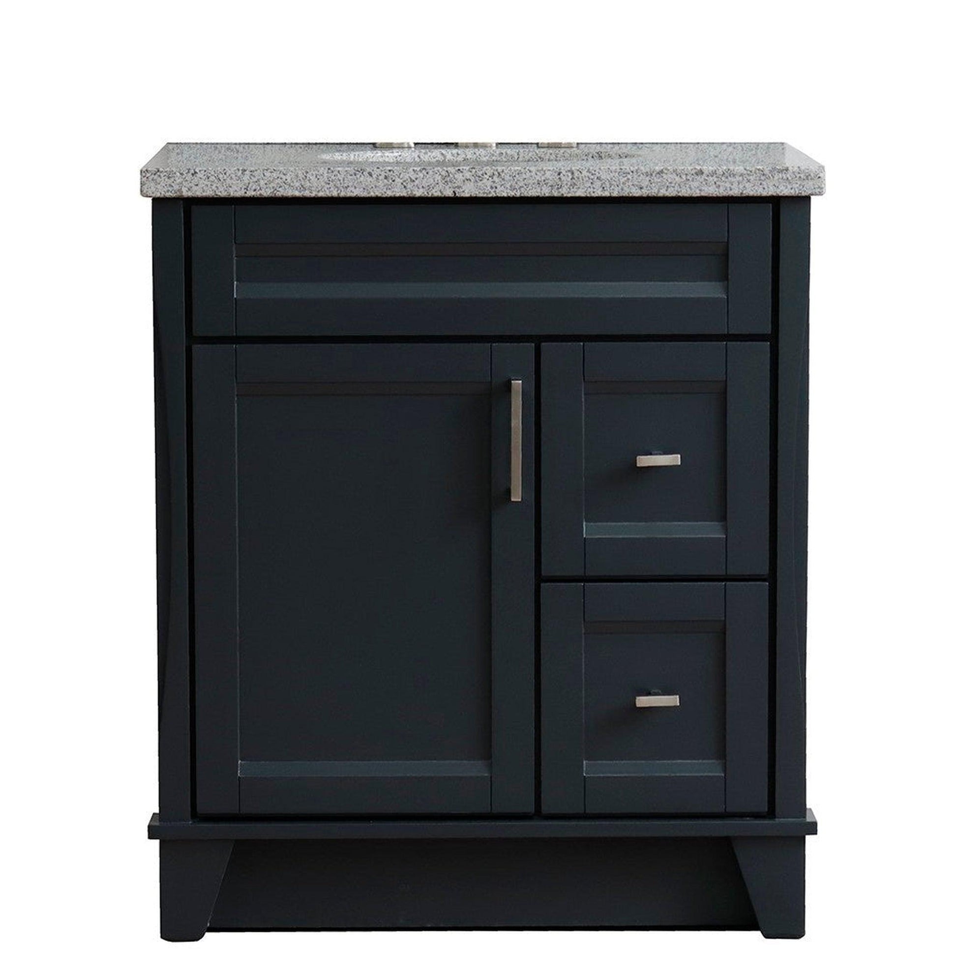 Bellaterra Home Terni 31" 1-Door 2-Drawer Dark Gray Freestanding Vanity Set With Ceramic Undermount Oval Sink and Gray Granite Top